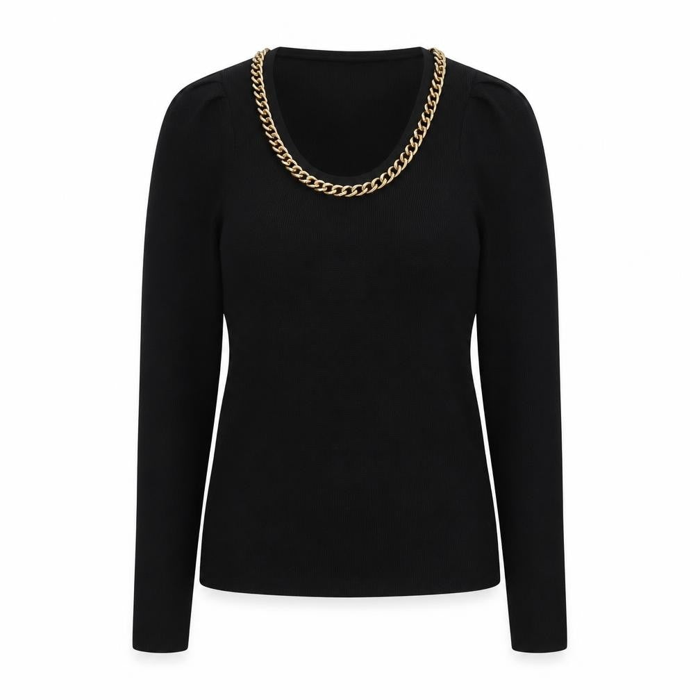 MNG Women's Black XS Long Sleeve Knit Top