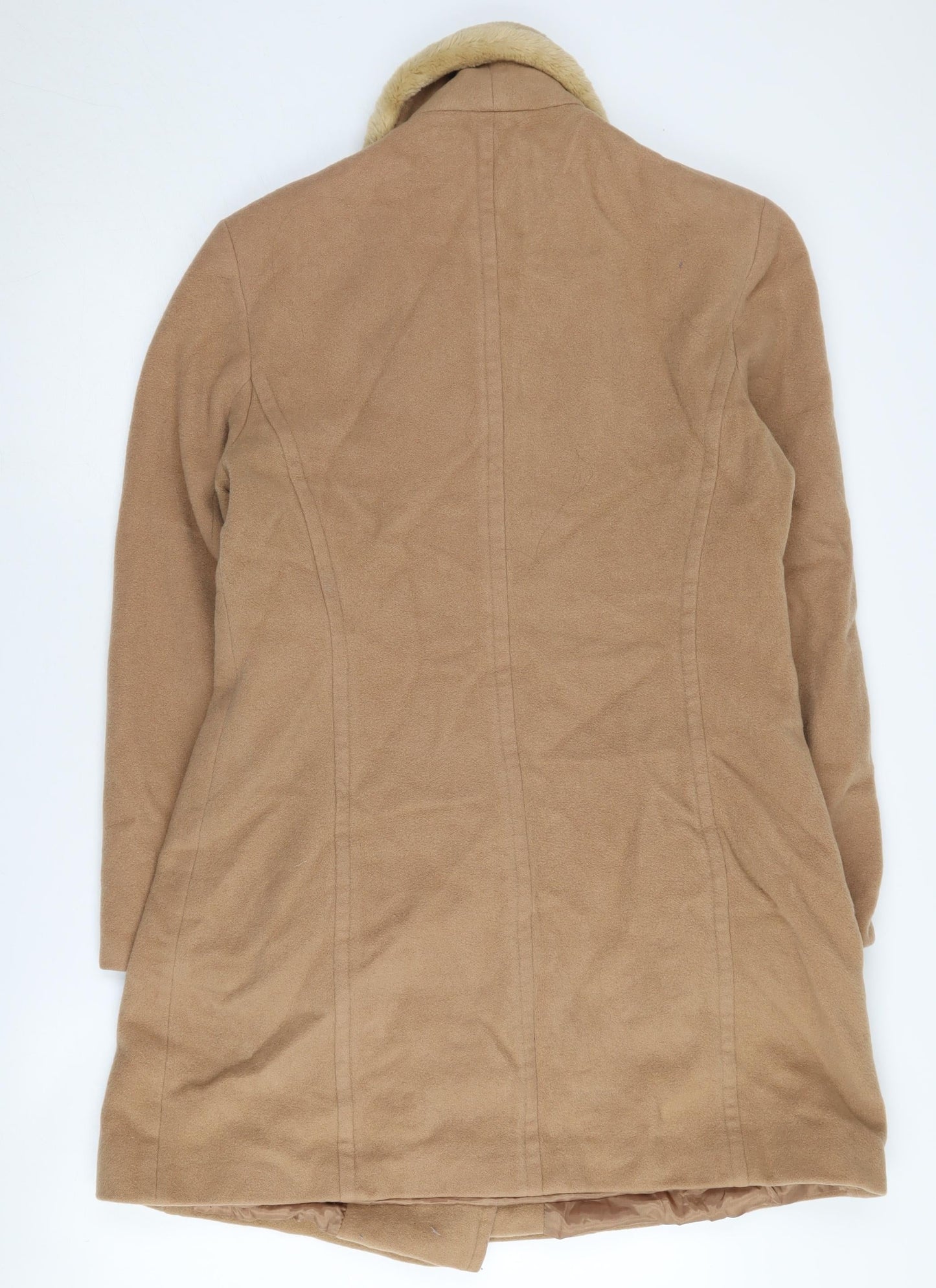 Richards Women's Brown Long Pea Coat UK 10 Fur Collar