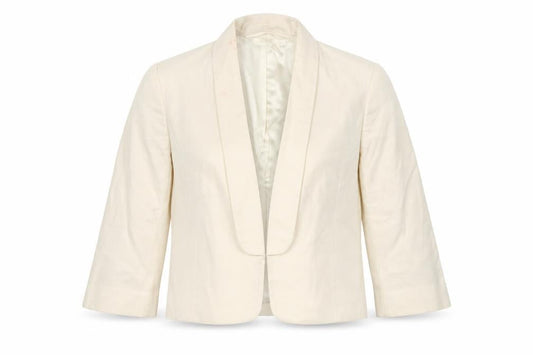 Jaeger Women's Ivory Cropped Suit Jacket Size 12