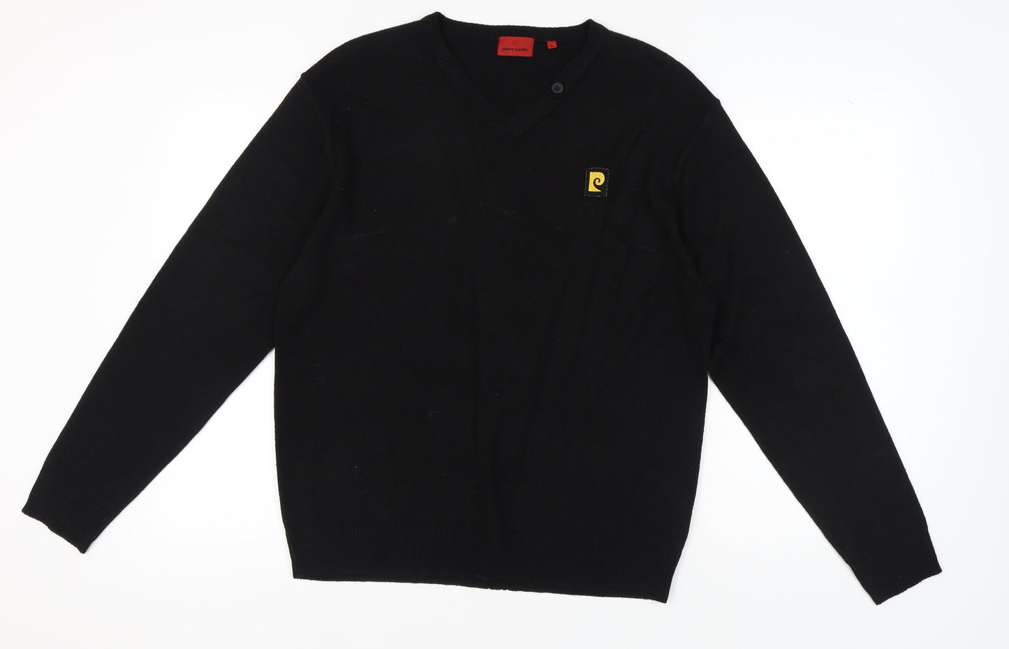 Pierre Cardin Men's Black V-Neck Pullover Jumper, Size L