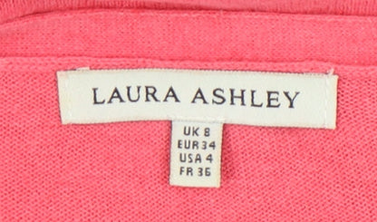 Laura Ashley Women's Pink V-Neck Pullover Jumper