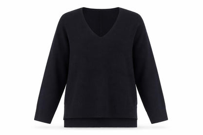 Front view of French Connection Women's Black V-Neck jumper