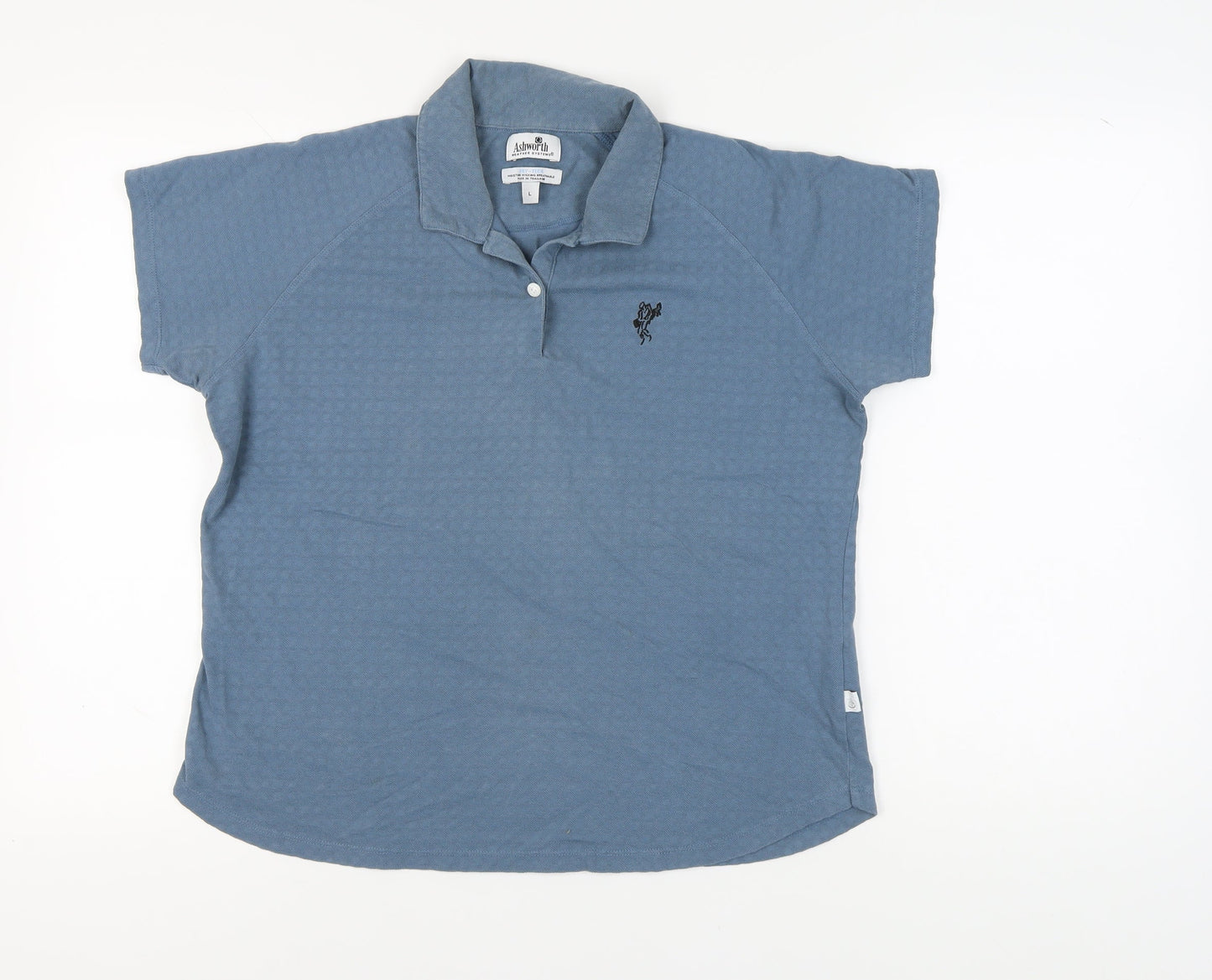 Ashworth Blue Polo Shirt Unisex Adults L Moisture Wicking