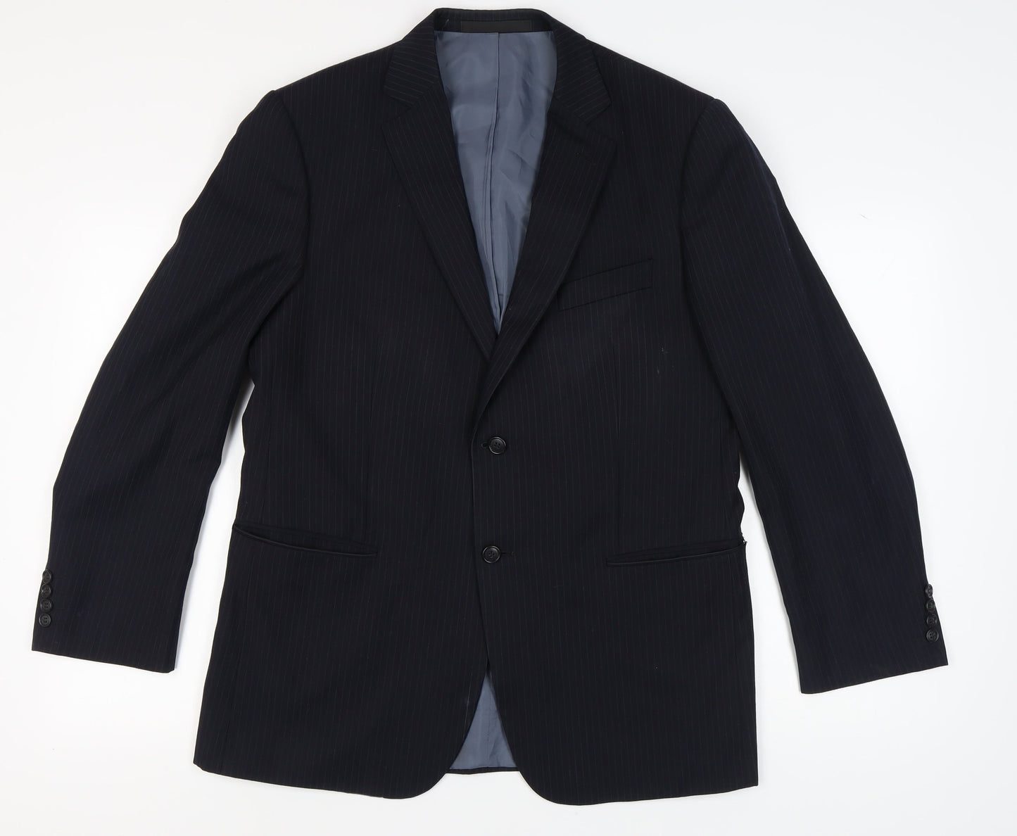 Marks and Spencer Men's Blue Striped Blazer Size 42R