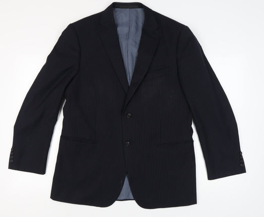 Marks and Spencer Men's Blue Striped Blazer Size 42R