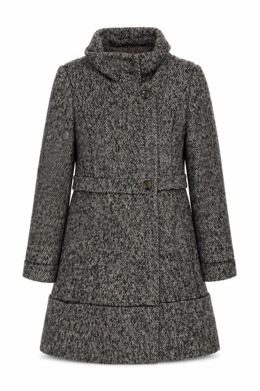 Mango Women's Grey Long Tweed Coat Size L