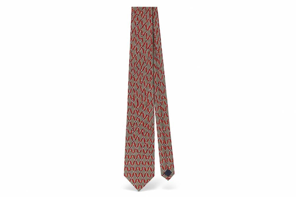 René Chagal Men's Red Beige Geometric Tie