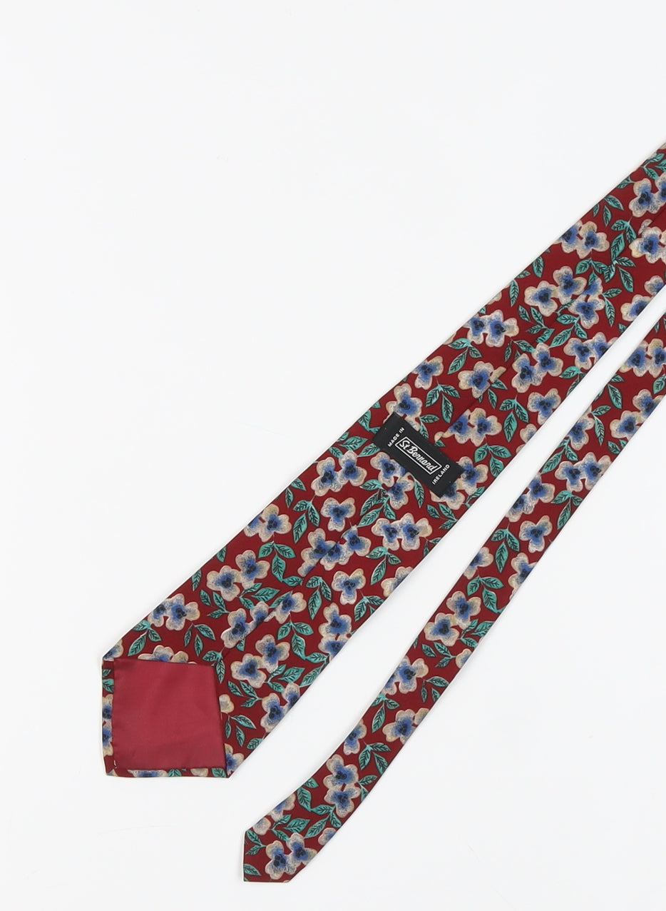 St. Bernard Men's Red Floral Polyester Tie