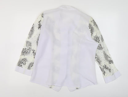 Exclusive Women's White Floral Embroidered Blouse M