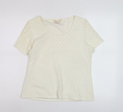 Bonmarché Women's Ivory Short Sleeve Top S/M