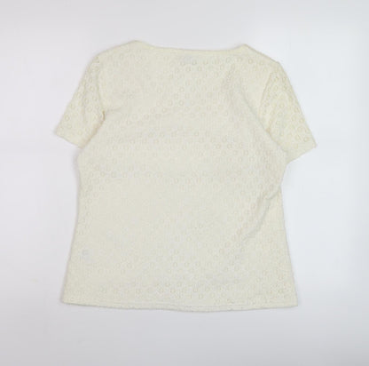 Bonmarché Women's Ivory Short Sleeve Top S/M