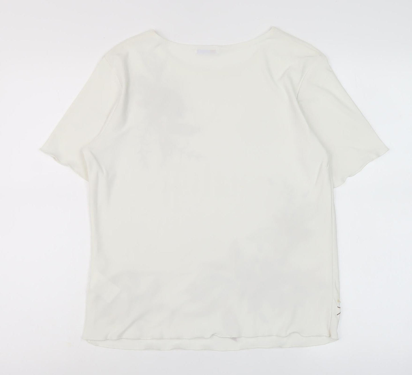 Damart Women's Beige Floral T-Shirt, Size 14