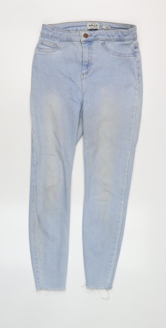 Halli Women Blue Skinny Jeans Size 12 Denim Pockets