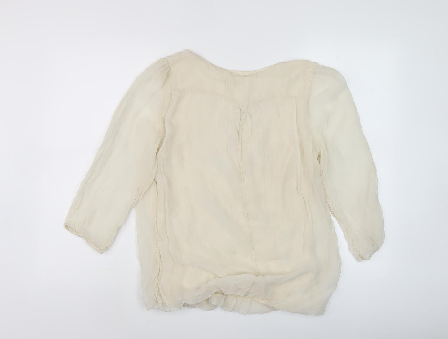 Prontomoda Giusy Beige Silk Blouse for Women - Size S