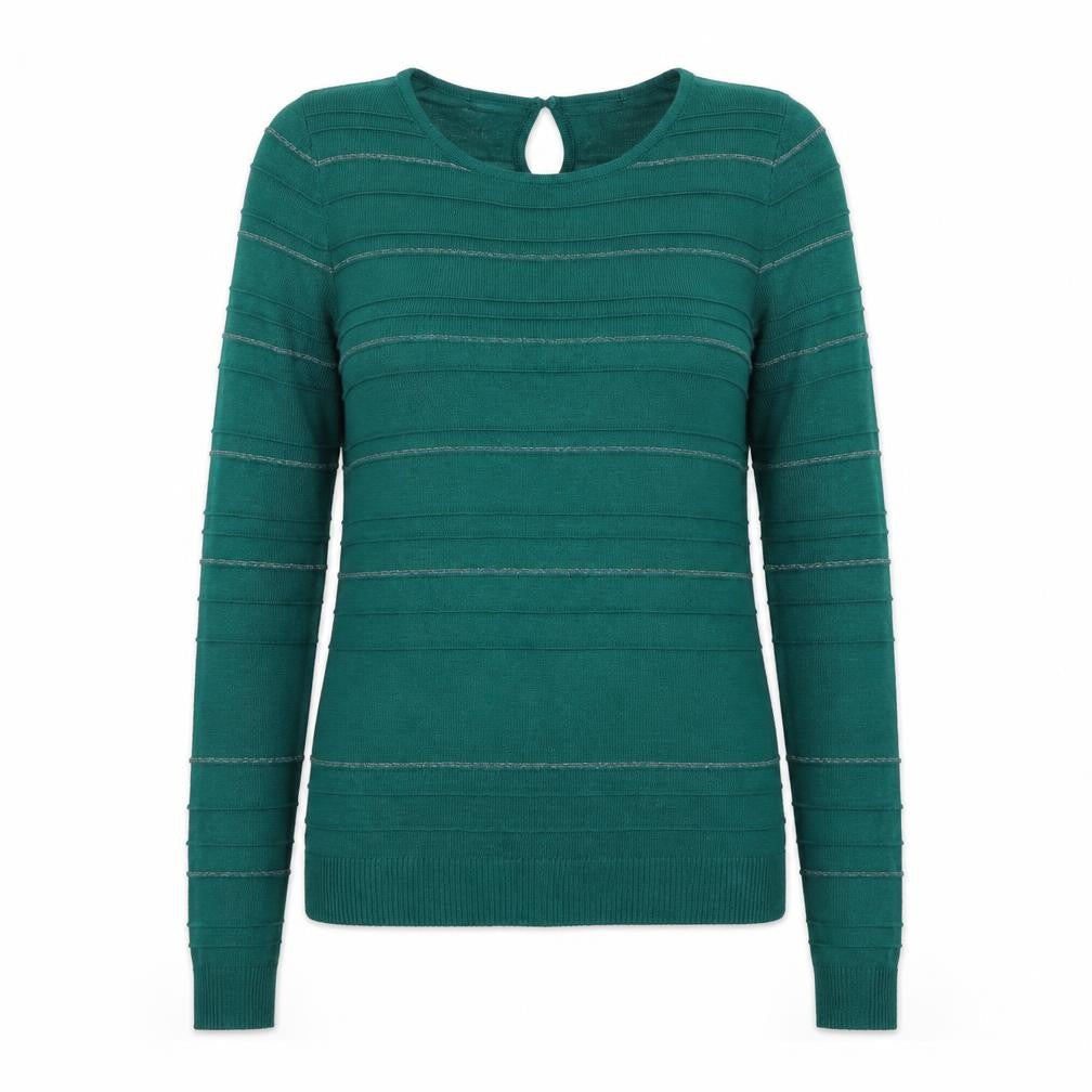 Limited Collection Women's Green Striped Pullover Jumper Size 12