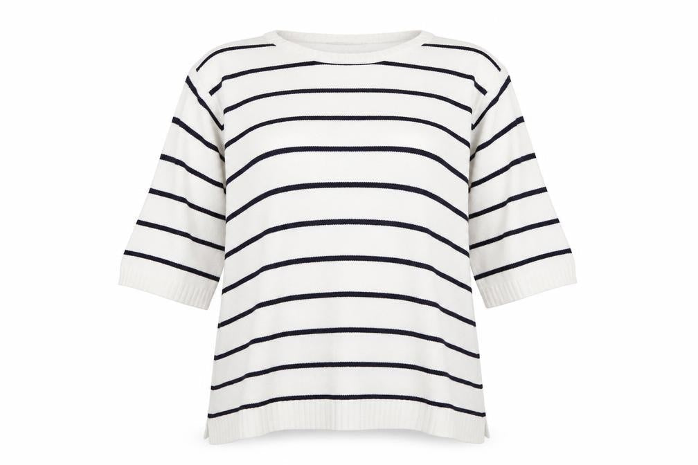 Marks & Spencer Women's White Striped Pullover Jumper Size 20
