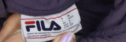 Close-up detail of Fila Women's Purple Pullover Hoodie -, size S, Logo Accent