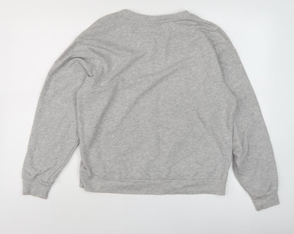 Back view of ICHI Women's Grey Sweatshirt S Pullover Crew Neck