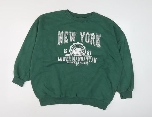 Oh Me Oh My Green Graphic Pullover Sweatshirt Size 10