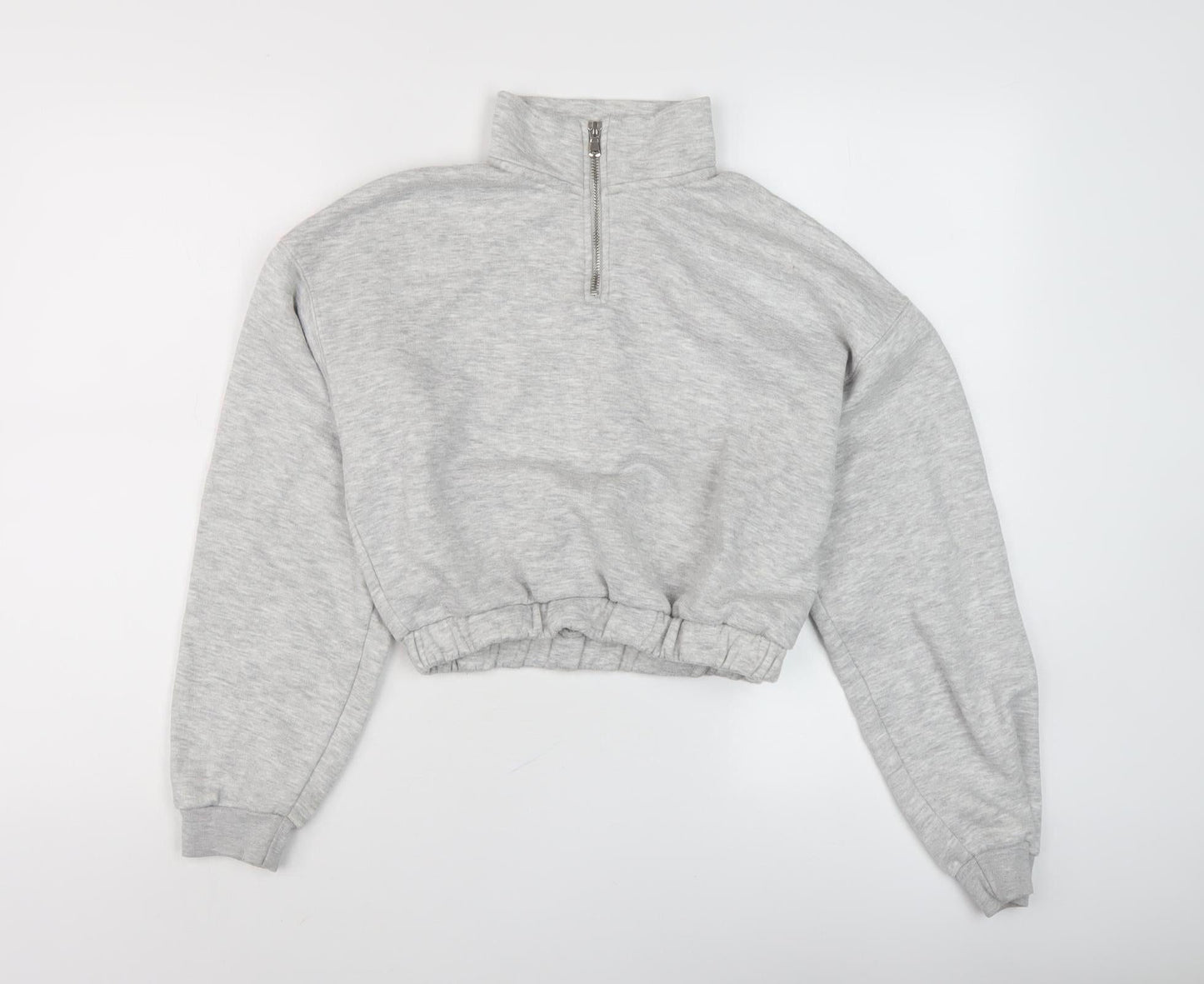 Bershka Women’s Grey 1/4 Zip Sweatshirt Size 8