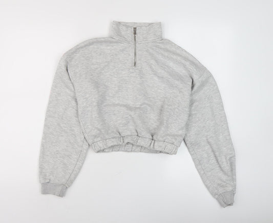 Bershka Women’s Grey 1/4 Zip Sweatshirt Size 8