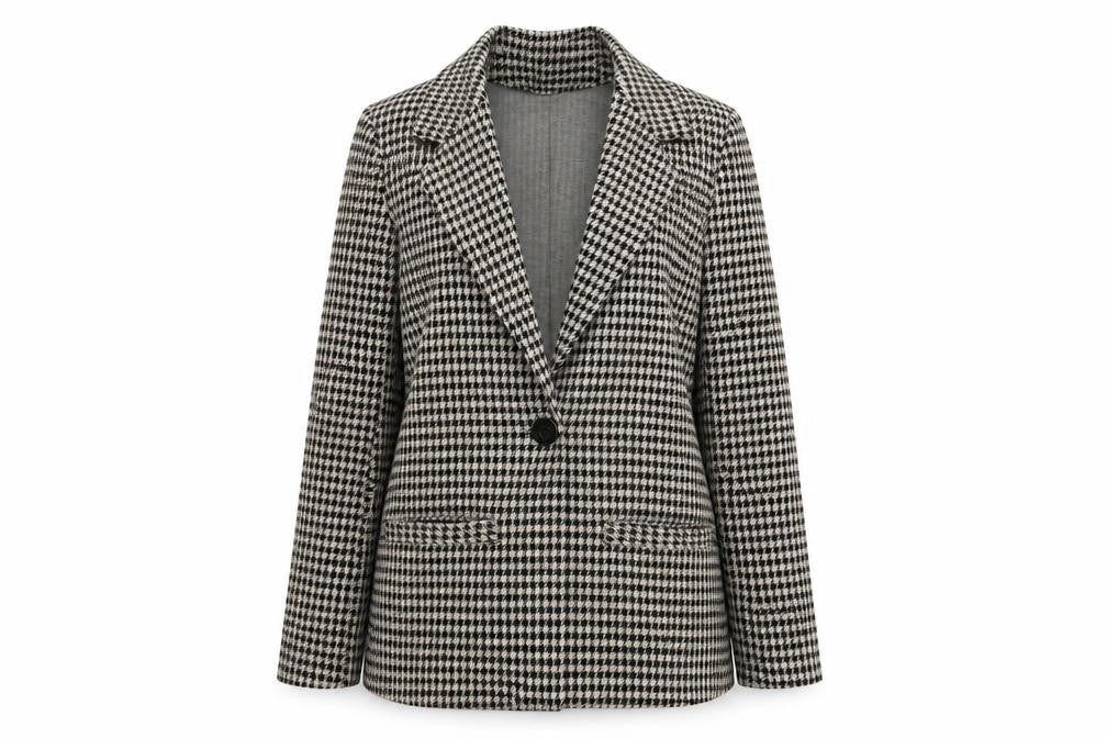 Jacqueline de Yong Women's Black Herringbone Blazer XS