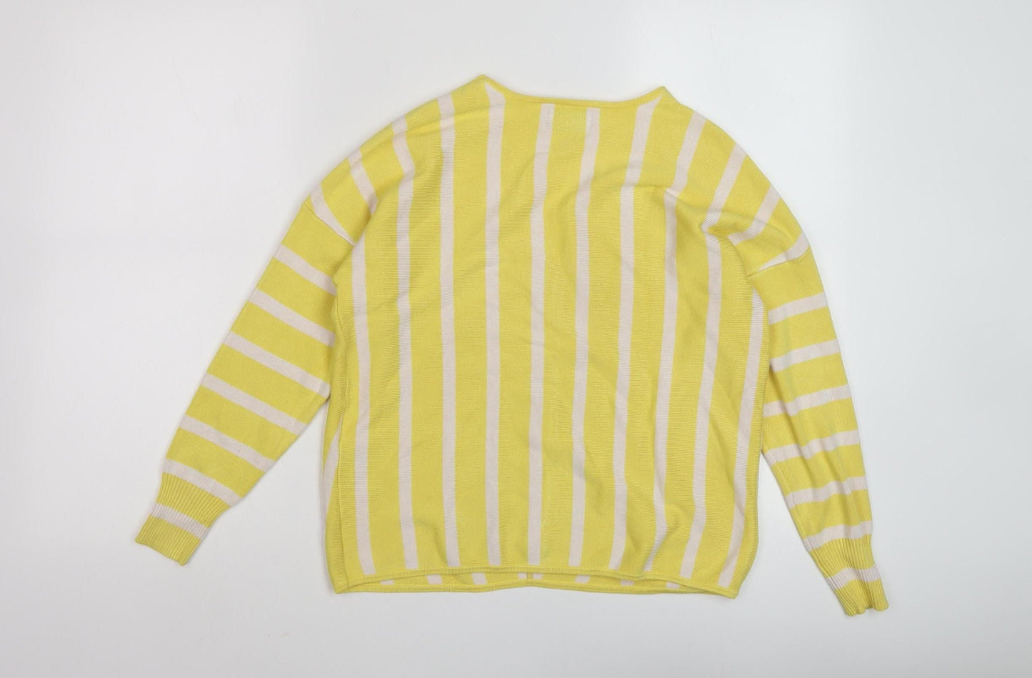 ONLY Women’s Yellow V-Neck Striped Pullover Jumper
