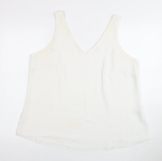 Wallis Women's White Sleeveless V-Neck Blouse - Size 18