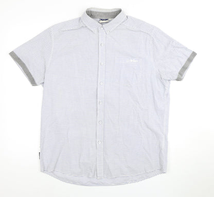 Additional front view of Lee Cooper Men's Blue Striped Short Sleeve Shirt
