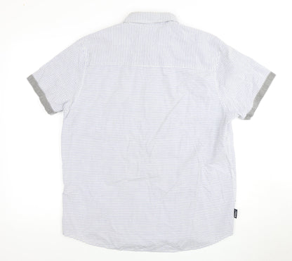 Back view of Lee Cooper Men's Blue Striped Short Sleeve Shirt
