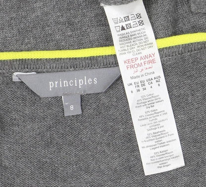 Close-up detail of Principles Women's Grey jumper, size 8