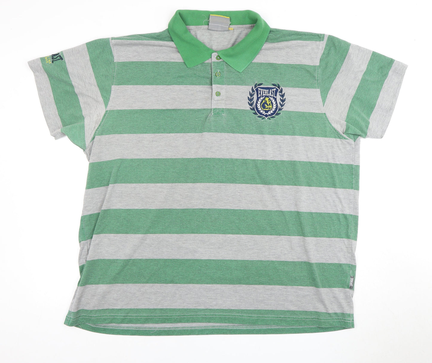 Everlast Men's Green Striped Polo, 2XL, Cotton Classic
