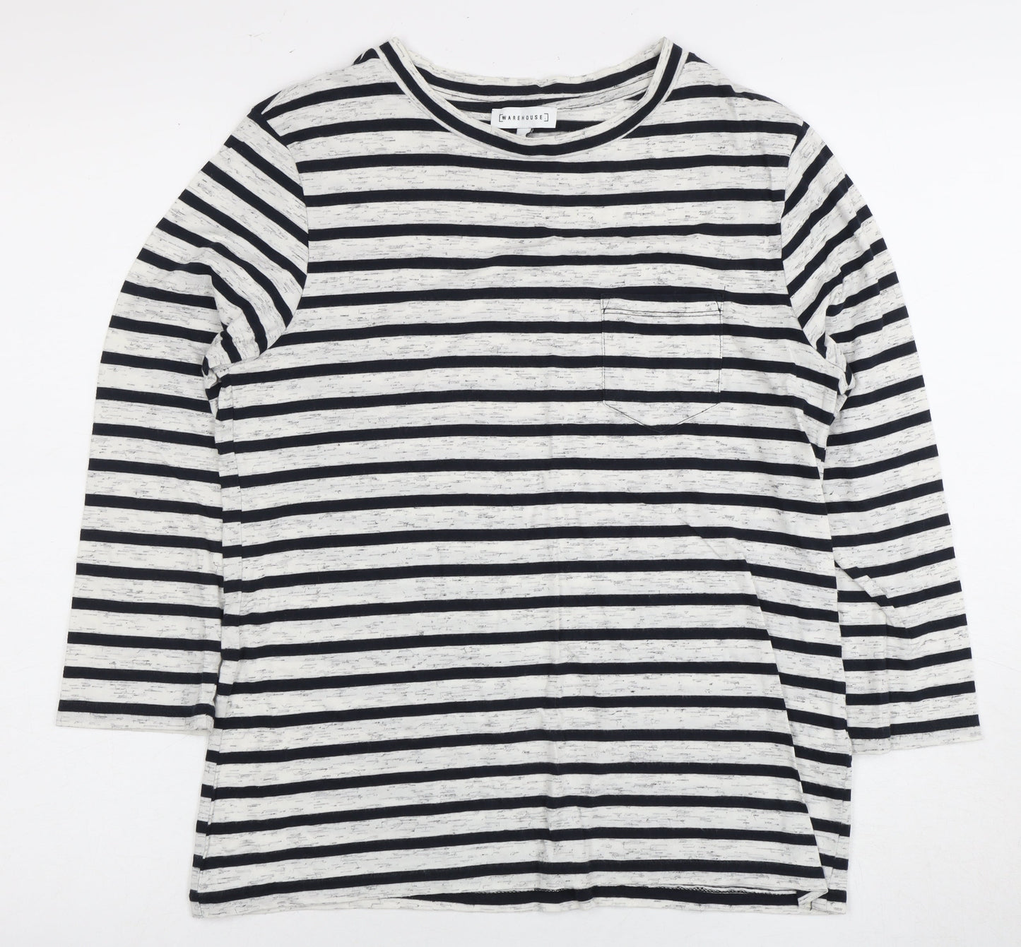 Warehouse Women's Black White Striped Long Sleeve Tee Size 6