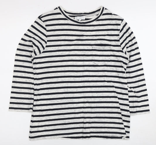 Warehouse Women's Black White Striped Long Sleeve Tee Size 6