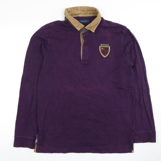 Massimo Dutti Men's Purple Long Sleeve Polo, Size M