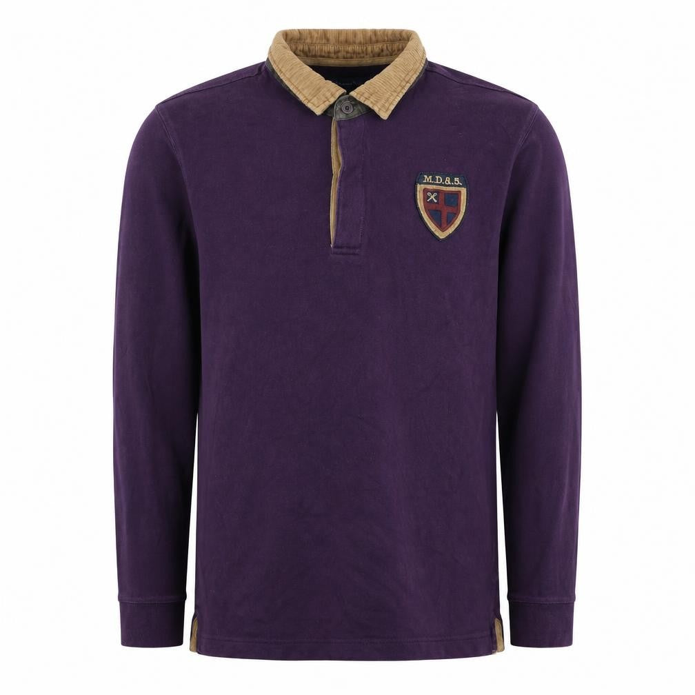 Massimo Dutti Men's Purple Long Sleeve Polo, Size M