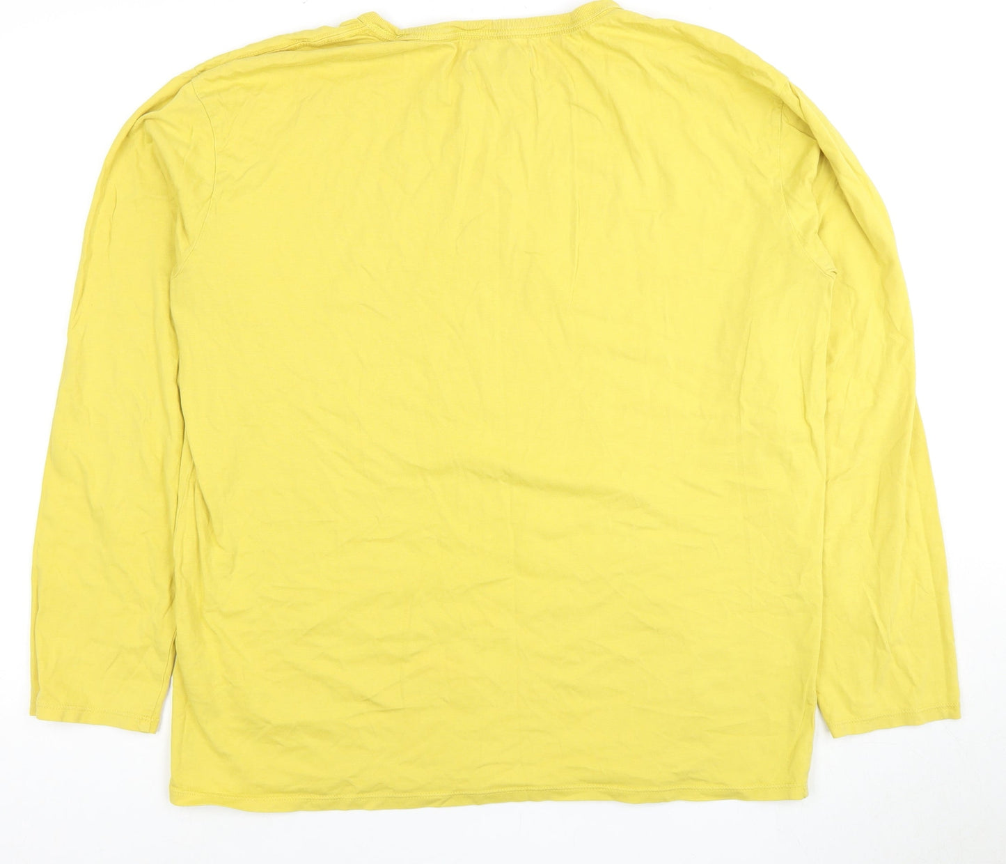 Guess Men's Yellow Long Sleeve Logo T-Shirt, Size M