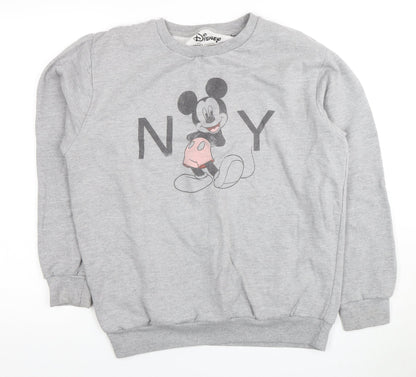 Preloved Disney Grey Mickey Mouse Unisex Sweatshirt, Size 12 UK - Front