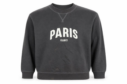 H&M Womens Black Paris Logo Crew Neck Pullover Sweatshirt XS