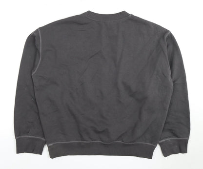 H&M Womens Black Paris Logo Crew Neck Pullover Sweatshirt XS