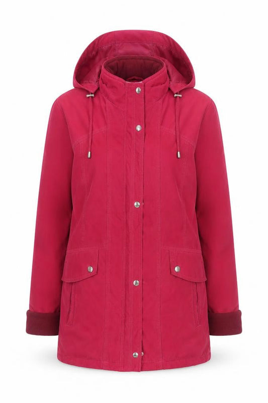 EWM Women's Red Parka Coat, Size 10, Hooded Winter Style