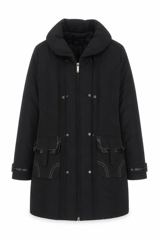 Gerry Womens Weber Black Parka Coat, Long Sleeve Size 12,
