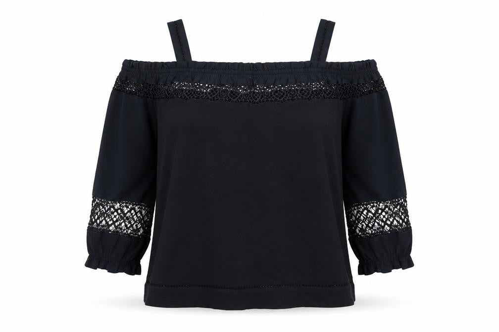 Whistles Women's Black Off the Shoulder Top, Size 10