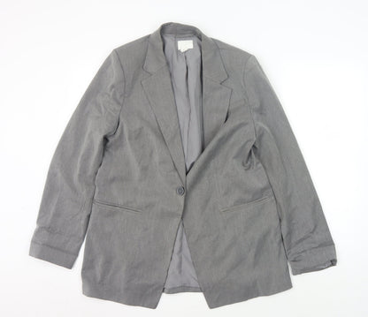H&M Womens Grey Suit Jacket UK 14 - Classic Style