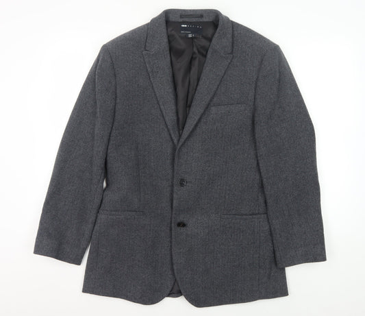 ASOS DESIGN Men's Grey Blazer 38 Regular Herringbone