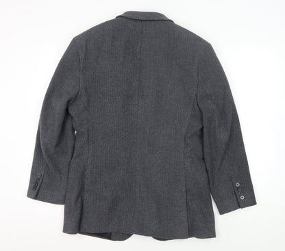 Back view of ASOS DESIGN Men's Grey Blazer 38 Regular Herringbone