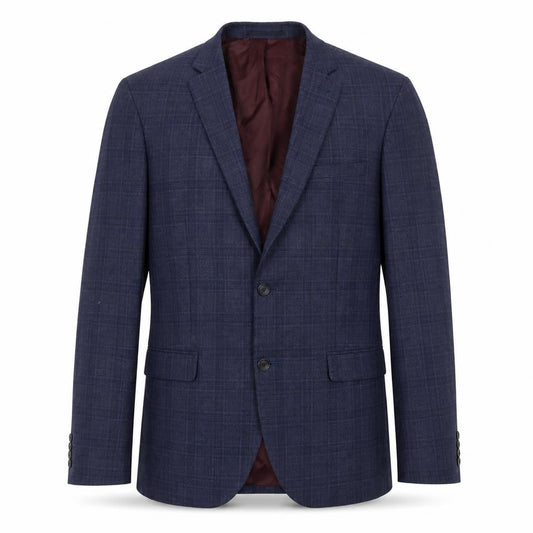 Next Men's Blue Check Slim Fit Blazer 40L