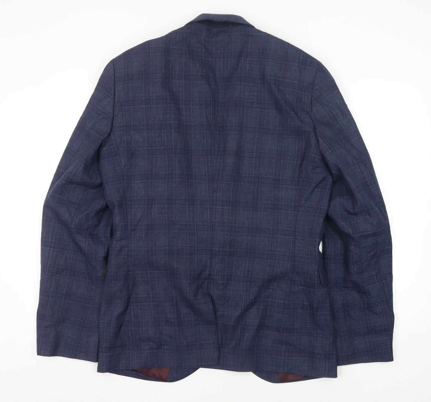 Next Men's Blue Check Slim Fit Blazer 40L