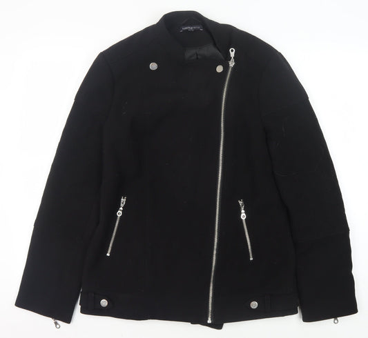 Marks and Spencer Women's Black Motorcycle Jacket, Size 10