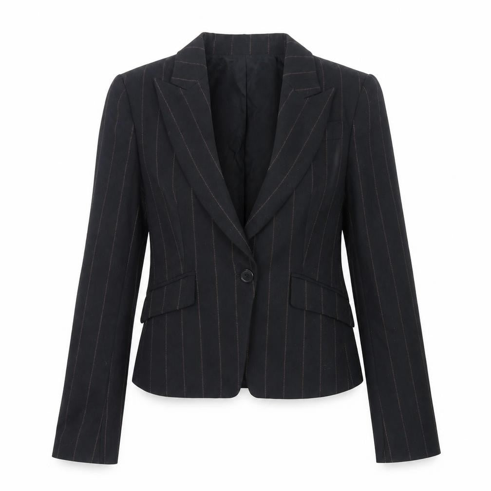 Zara Woman Black Pinstripe Blazer, Size 5, Office Wear